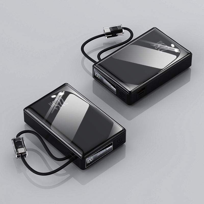 Batería externa compacta con cable integrado e indicador de carga digital