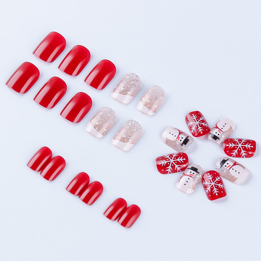 Arte de uñas navideño de muñeco de nieve festivo