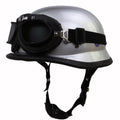 Casco de motocicleta retro de media caña con gafas protectoras
