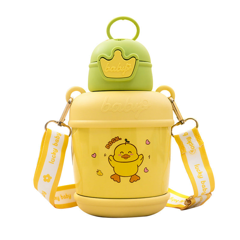 Botella de agua infantil con un alegre motivo de pato