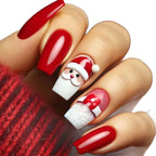 Diseño de uñas 3D de Papá Noel con temática navideña