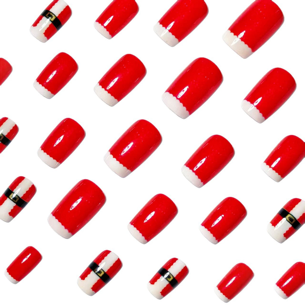 Diseño de uñas festivo con temática de Papá Noel