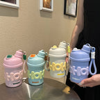 Botella de agua isotérmica para mujer con asa ergonómica y diseño alegre