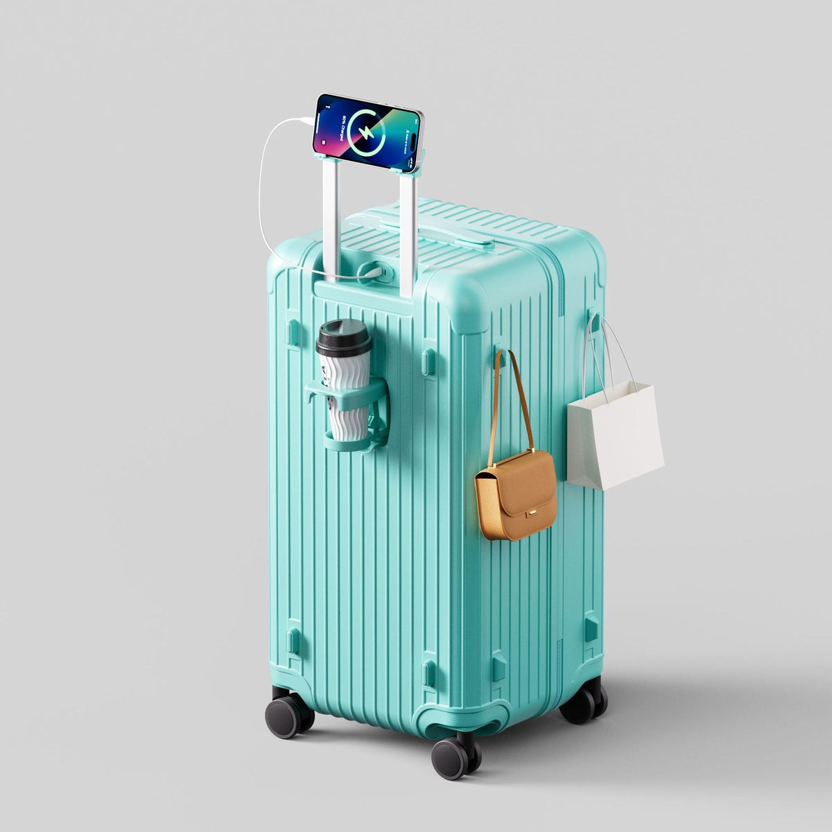 Maleta de viaje rígida inteligente con ruedas