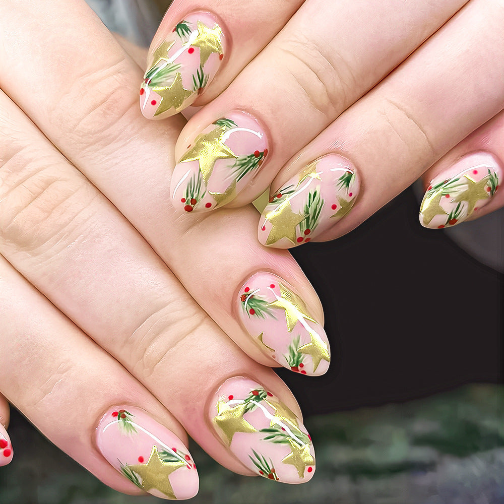 Diseño de uñas festivas con temática navideña
