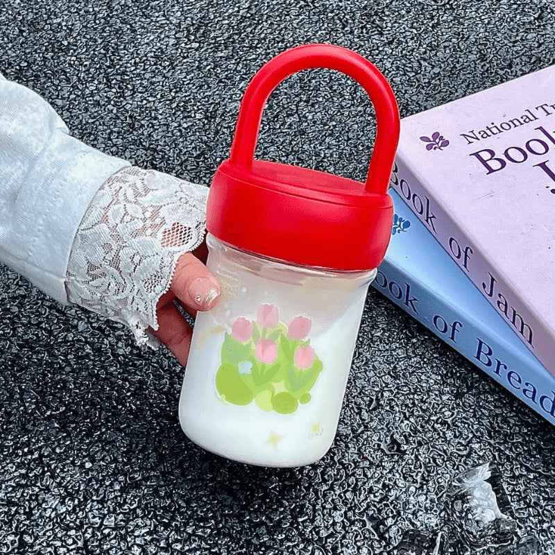 Botella de agua ecológica para mujer con práctica asa de transporte