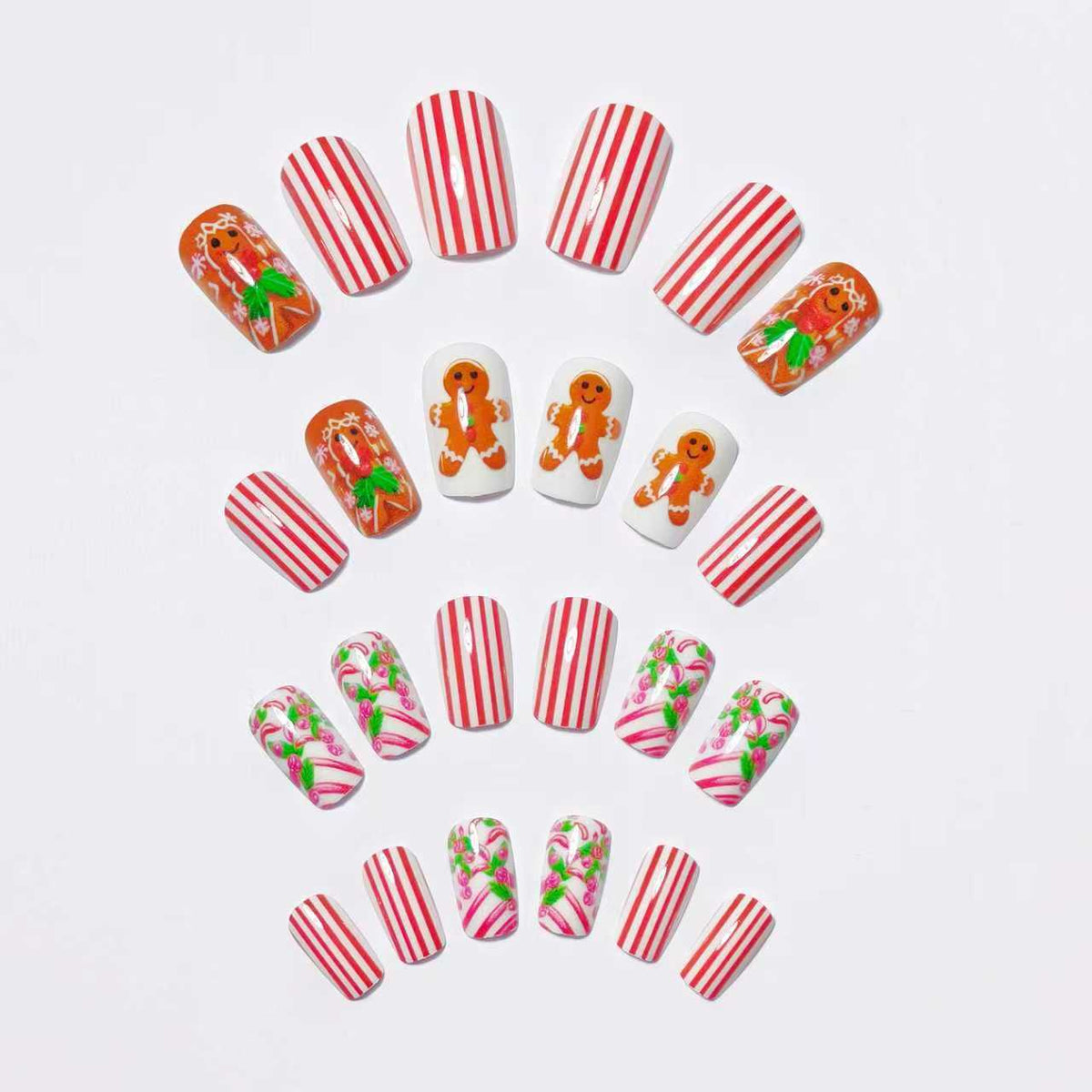 Arte de uñas festivo de pan de jengibre