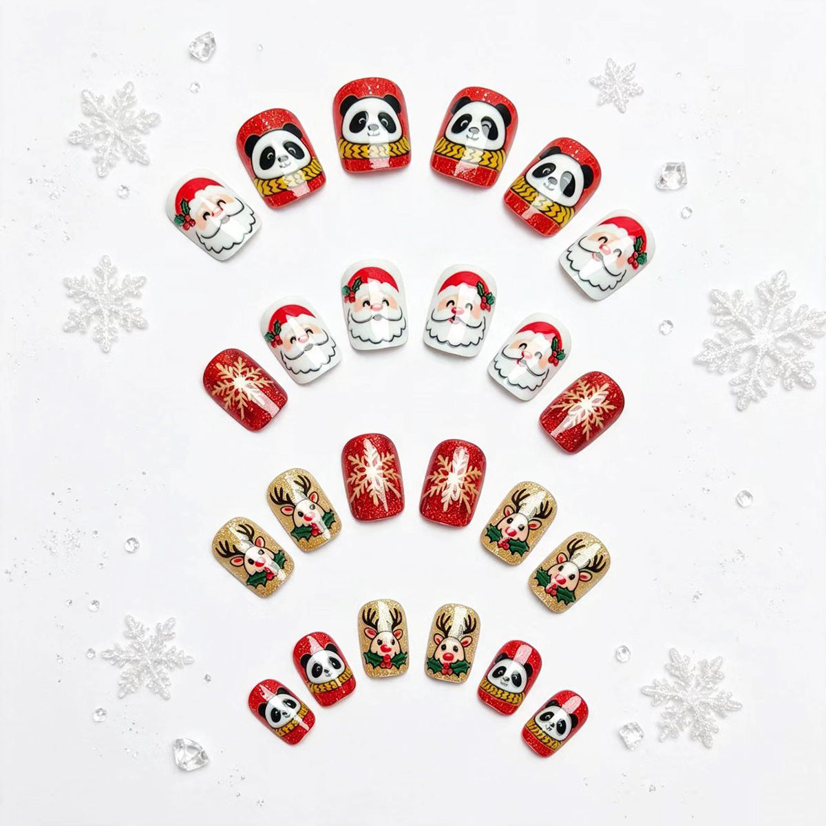 Diseño de uñas creativo con temática navideña
