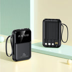 Batería externa portátil con cables de carga integrados e indicador inteligente de estado de carga