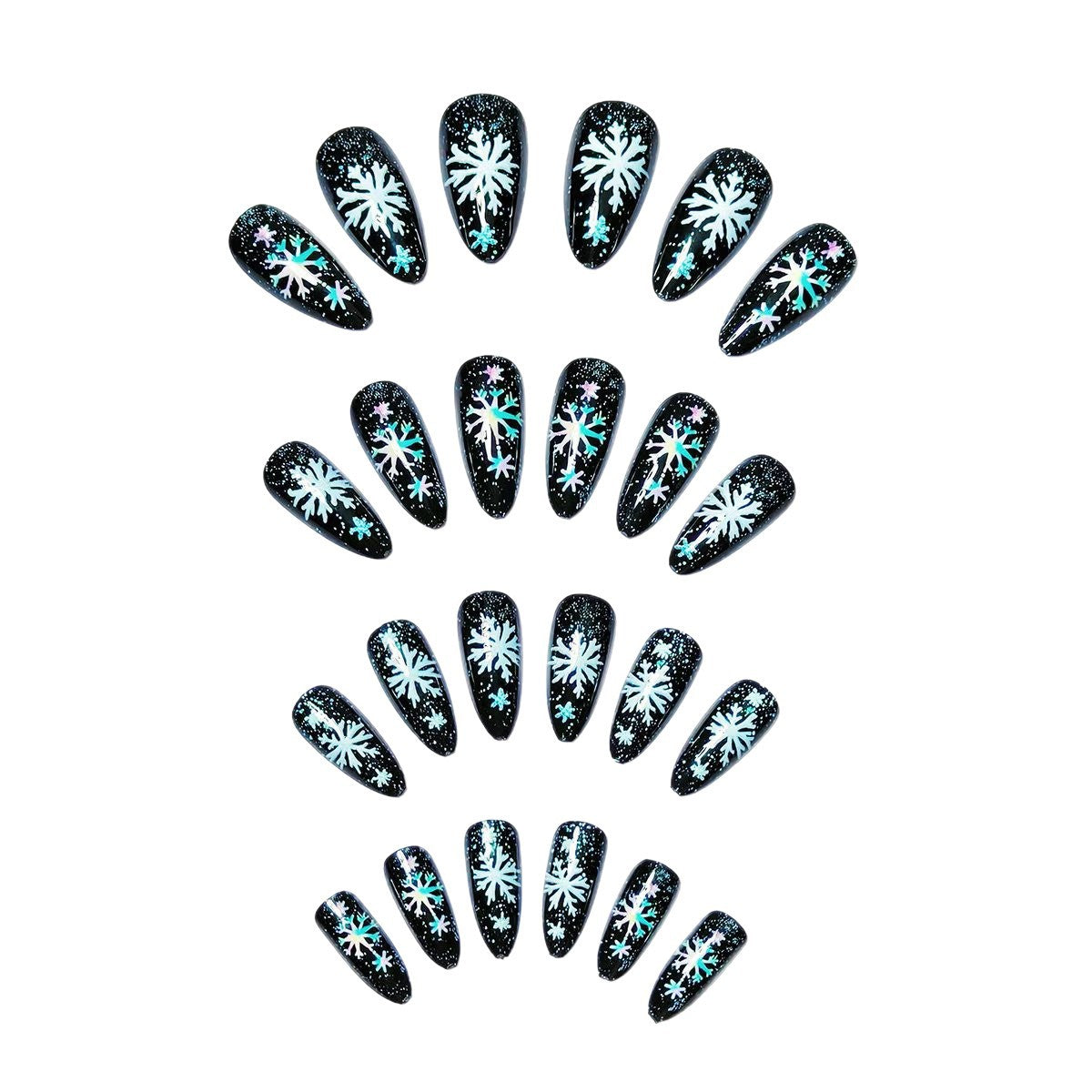 Arte de uñas creativo con copos de nieve