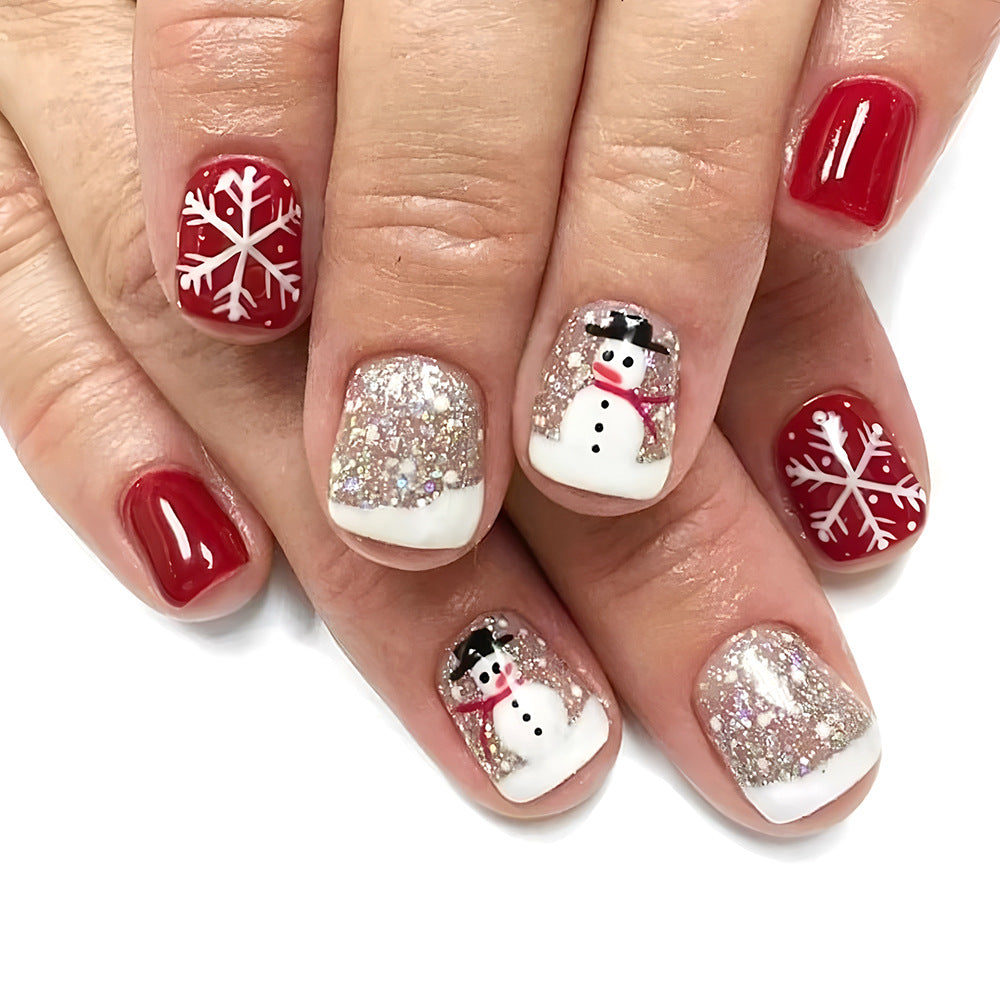 Arte de uñas navideño de muñeco de nieve festivo
