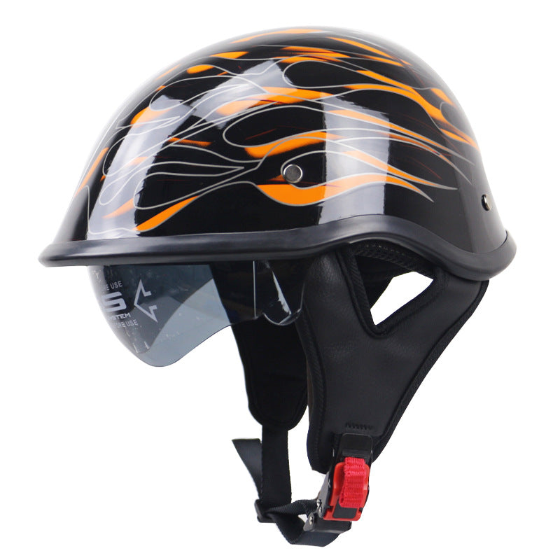 Casco de motocicleta clásico de media carcasa con visera