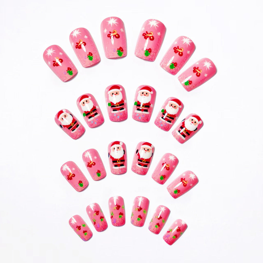 Diseño festivo de uñas de Papá Noel en 3D