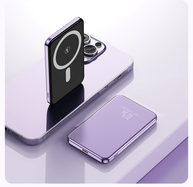 Power Bank portátil por inducción con diseño delgado y pantalla LED