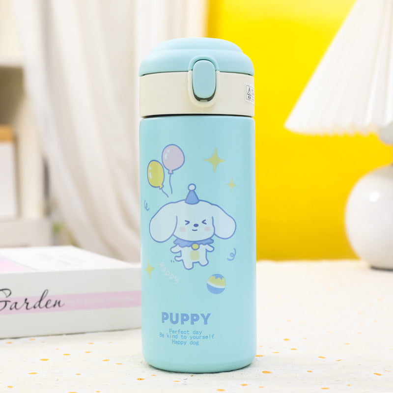 Botella de agua isotérmica con un alegre diseño de perro