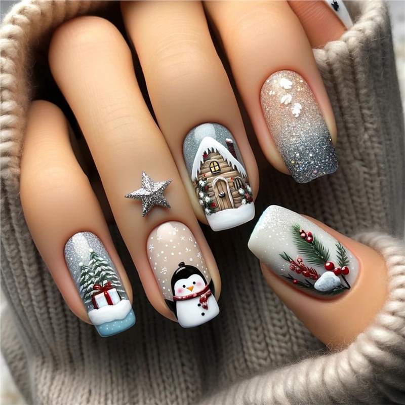 Diseño de uñas festivo para las fiestas