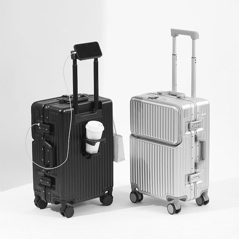 Maleta de viaje rígida con múltiples compartimentos y diseño elegante
