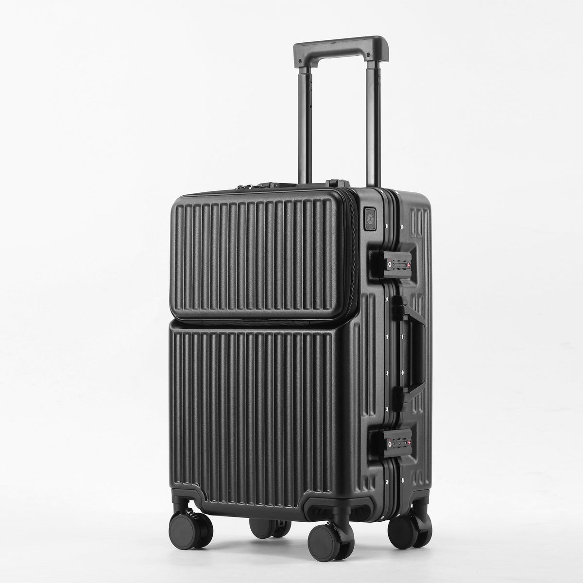 Maleta de viaje rígida con múltiples compartimentos y diseño elegante