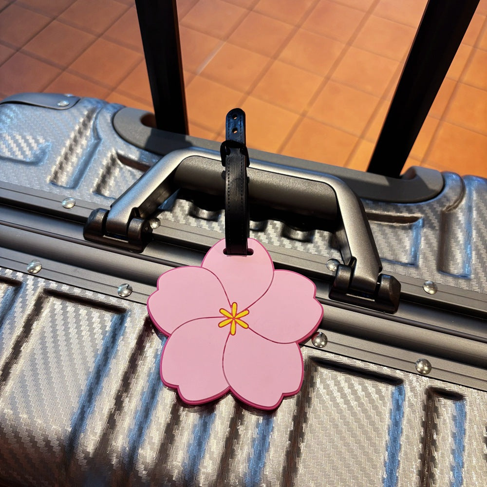 Etiqueta para equipaje de viaje con temática floral