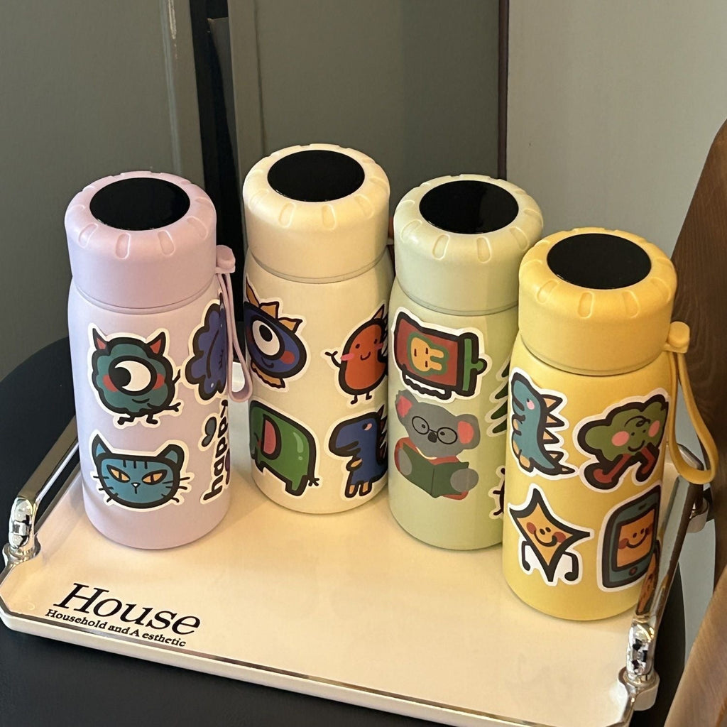 Botella de agua elegante para mujer con divertidos motivos adhesivos