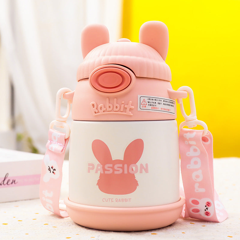 Botella de agua isotérmica para mujer con bonito diseño de conejito