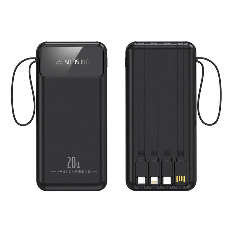 Batería externa de alto rendimiento con cables de carga integrados y pantalla digital