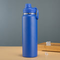 Botella de agua de acero inoxidable de doble pared con aislamiento al vacío, boca ancha, tapa de rosca a prueba de fugas y asa de transporte