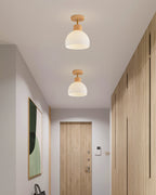 Lámpara de techo escandinava | Diseño de cúpula de madera y cristal