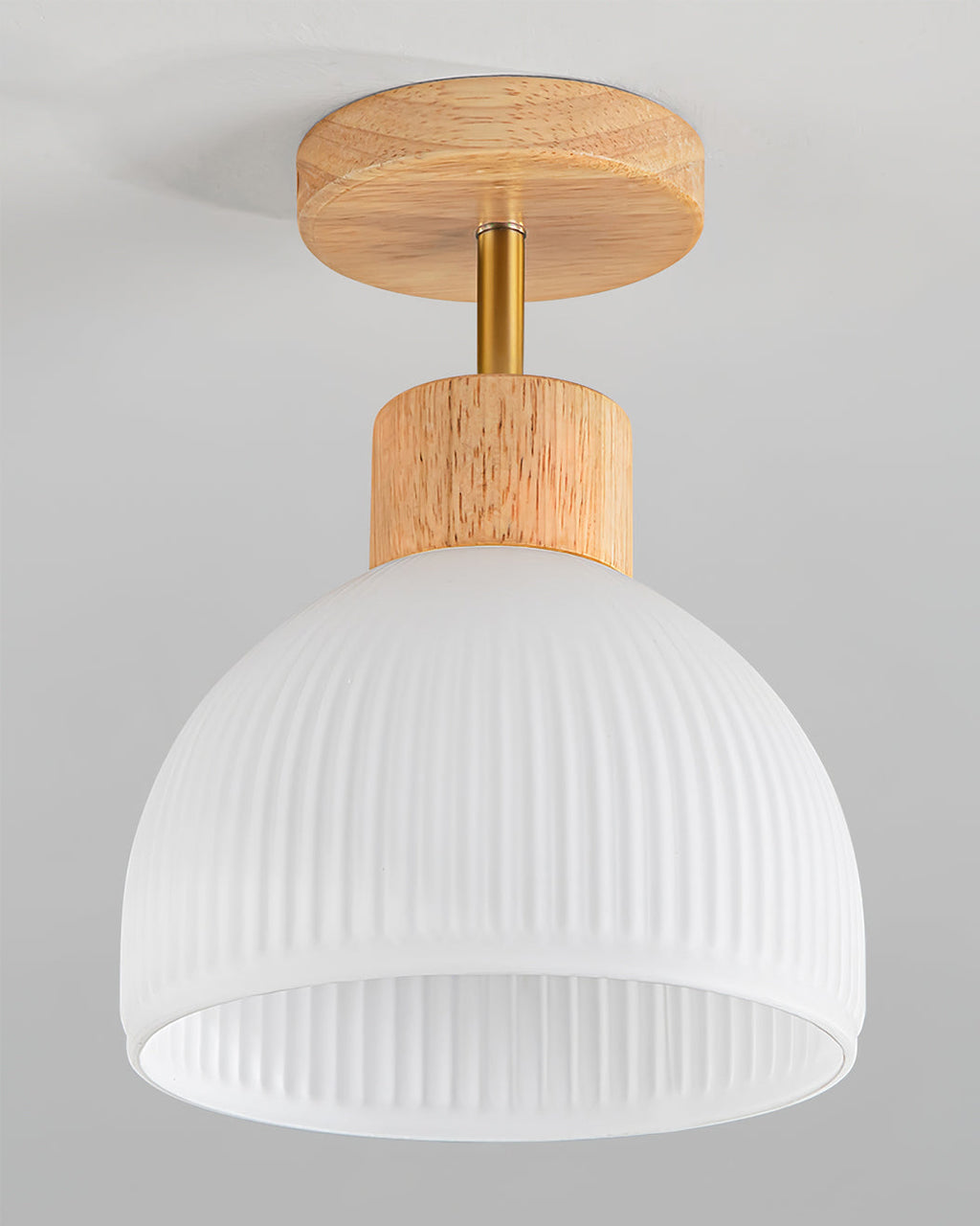 Lámpara de techo escandinava | Diseño de cúpula de madera y cristal