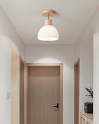 Lámpara de techo escandinava | Diseño de cúpula de madera y cristal