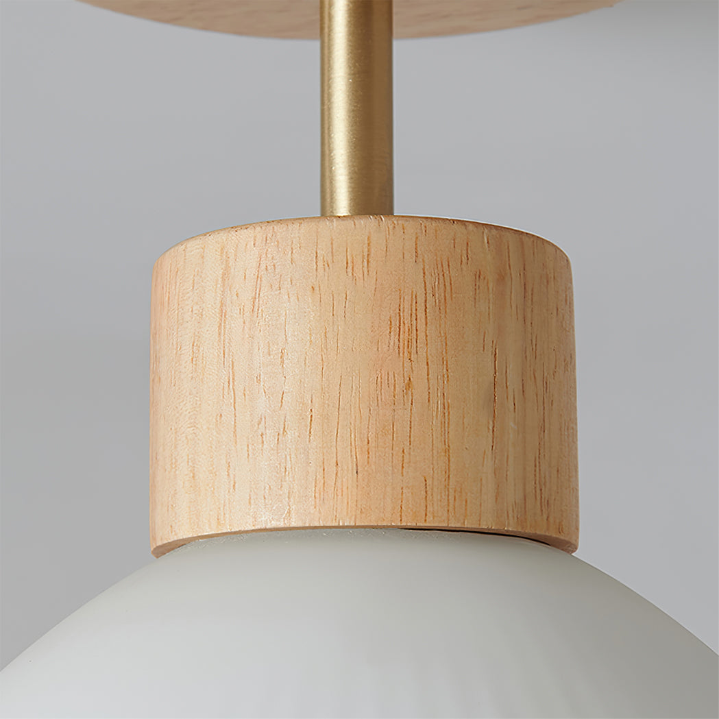 Lámpara de techo escandinava | Diseño de cúpula de madera y cristal
