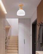 Lámpara de techo escandinava | Diseño de cúpula de madera y cristal