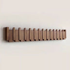 Perchero de pared de madera con diseño de piano, hecho a mano en color natural