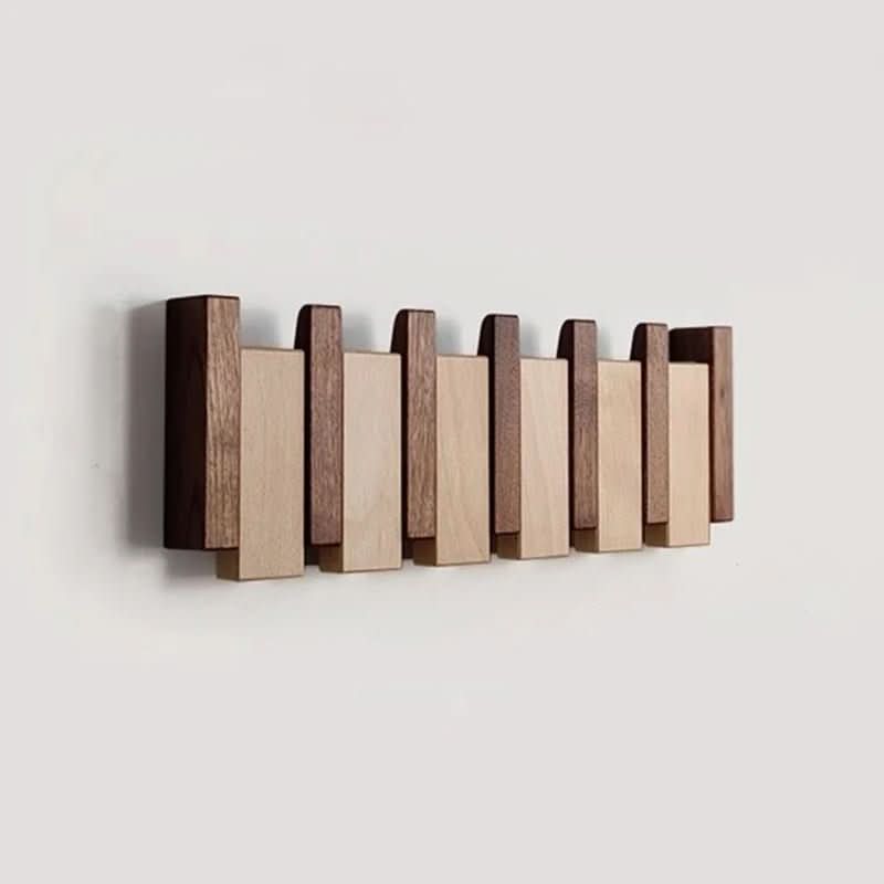 Perchero de pared de madera con diseño de piano, hecho a mano en color natural