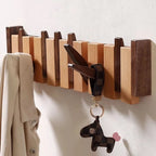 Perchero de pared de madera con diseño de piano, hecho a mano en color natural