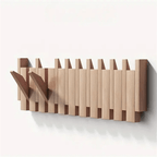 Perchero de pared de madera con diseño de piano, hecho a mano en color natural