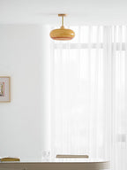 Lámpara de techo de cristal y madera, blanca y naranja, Ø28cm, para dormitorio o comedor, estilo Bauhaus, vintage, iluminación ambiental retro de