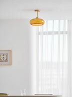 Lámpara de techo de cristal y madera, blanca y naranja, Ø28cm, para dormitorio o comedor, estilo Bauhaus, vintage, iluminación ambiental retro de