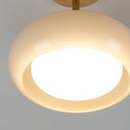 Lámpara de techo de cristal y madera, blanca y naranja, Ø28cm, para dormitorio o comedor, estilo Bauhaus, vintage, iluminación ambiental retro de