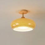 Lámpara de techo de cristal y madera, blanca y naranja, Ø28cm, para dormitorio o comedor, estilo Bauhaus, vintage, iluminación ambiental retro de
