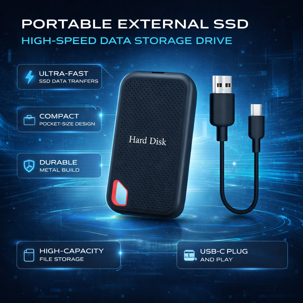 Disco SSD portátil USB-C 500GB-256TB Disco Duro Externo Compacto Opslag Snelle Transferencia de Datos Móvil