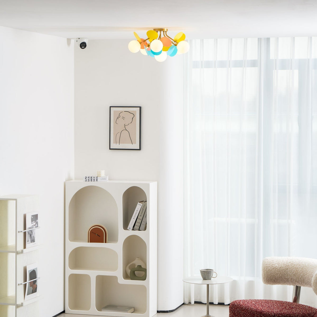 Lámpara de techo redonda con hojas acrílicas – Colores pastel macaron – 1, 4, 6 u 8 puntos de luz – Casquillo G9 – Diseño escandinavo para habitación