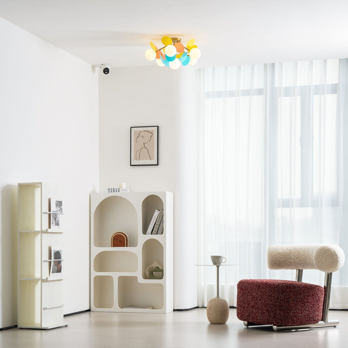 Lámpara de techo redonda con hojas acrílicas – Colores pastel macaron – 1, 4, 6 u 8 puntos de luz – Casquillo G9 – Diseño escandinavo para habitación