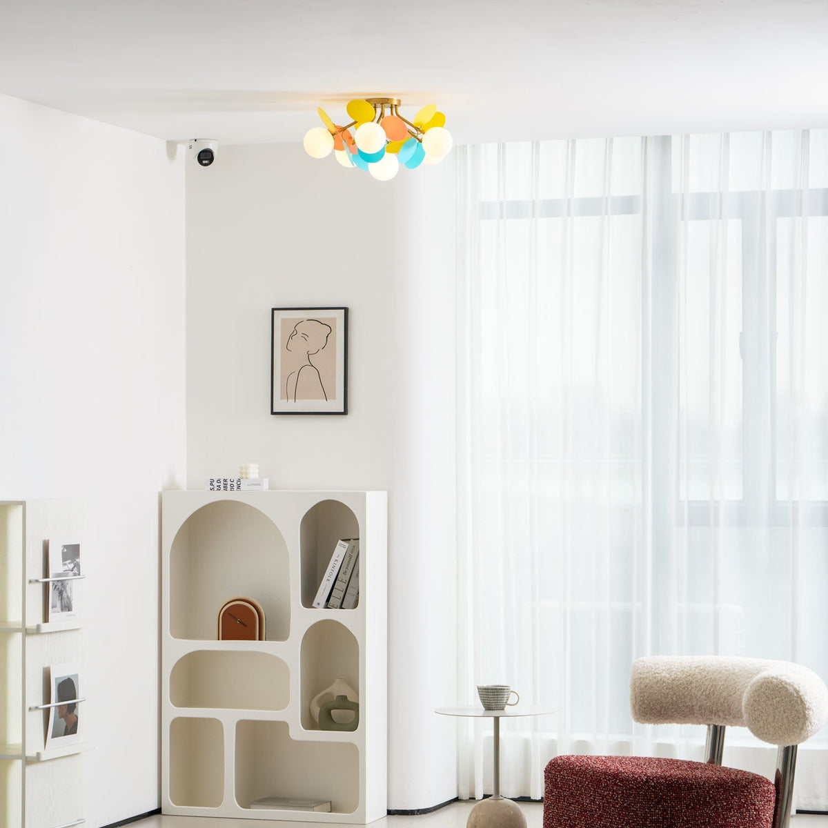 Lámpara de techo redonda con hojas acrílicas – Colores pastel macaron – 1, 4, 6 u 8 puntos de luz – Casquillo G9 – Diseño escandinavo para habitación
