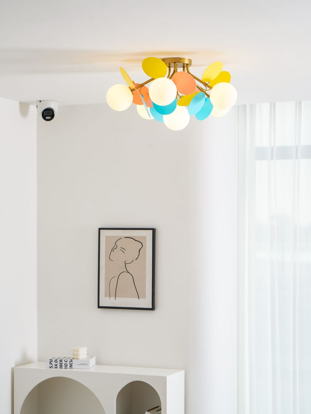 Lámpara de techo redonda con hojas acrílicas – Colores pastel macaron – 1, 4, 6 u 8 puntos de luz – Casquillo G9 – Diseño escandinavo para habitación