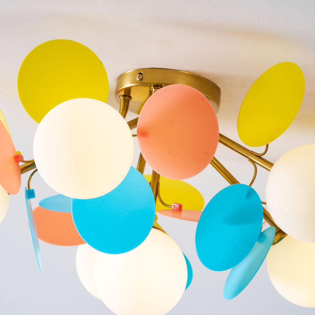 Lámpara de techo redonda con hojas acrílicas – Colores pastel macaron – 1, 4, 6 u 8 puntos de luz – Casquillo G9 – Diseño escandinavo para habitación