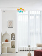 Lámpara de techo redonda con hojas acrílicas – Colores pastel macaron – 1, 4, 6 u 8 puntos de luz – Casquillo G9 – Diseño escandinavo para habitación