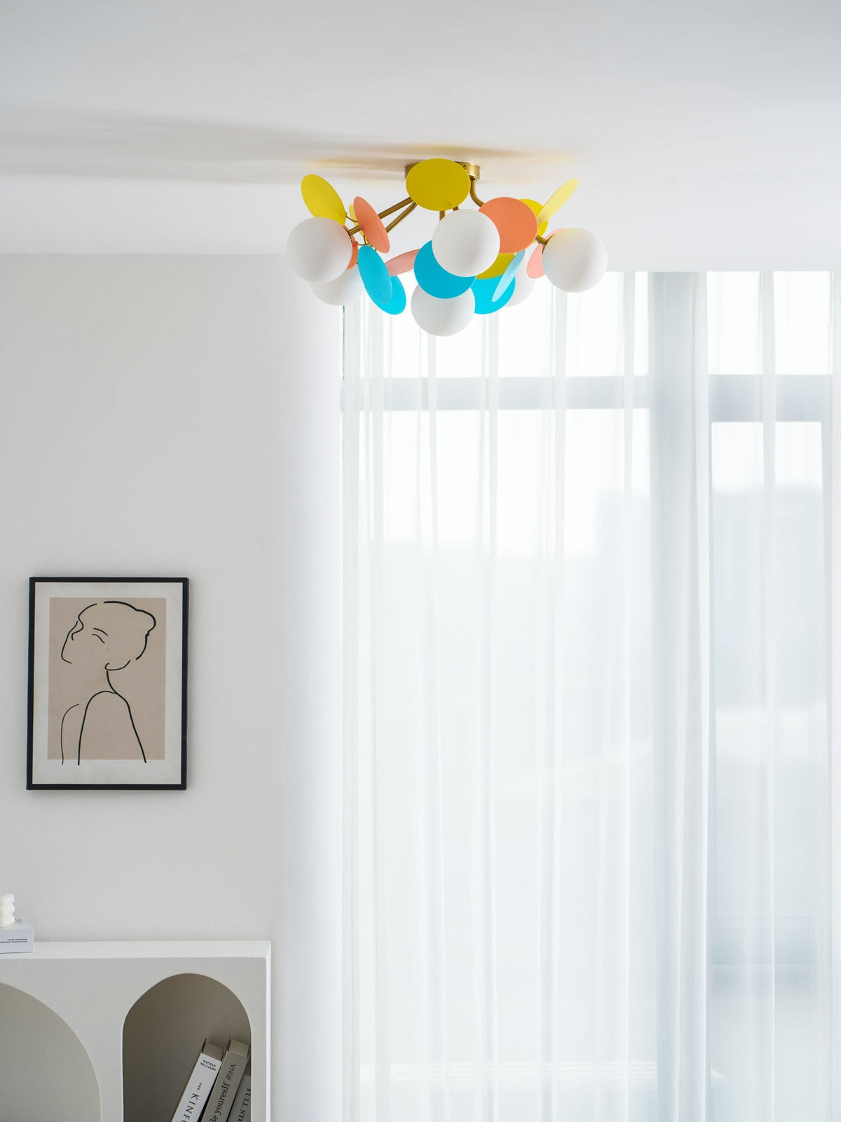 Lámpara de techo redonda con hojas acrílicas – Colores pastel macaron – 1, 4, 6 u 8 puntos de luz – Casquillo G9 – Diseño escandinavo para habitación