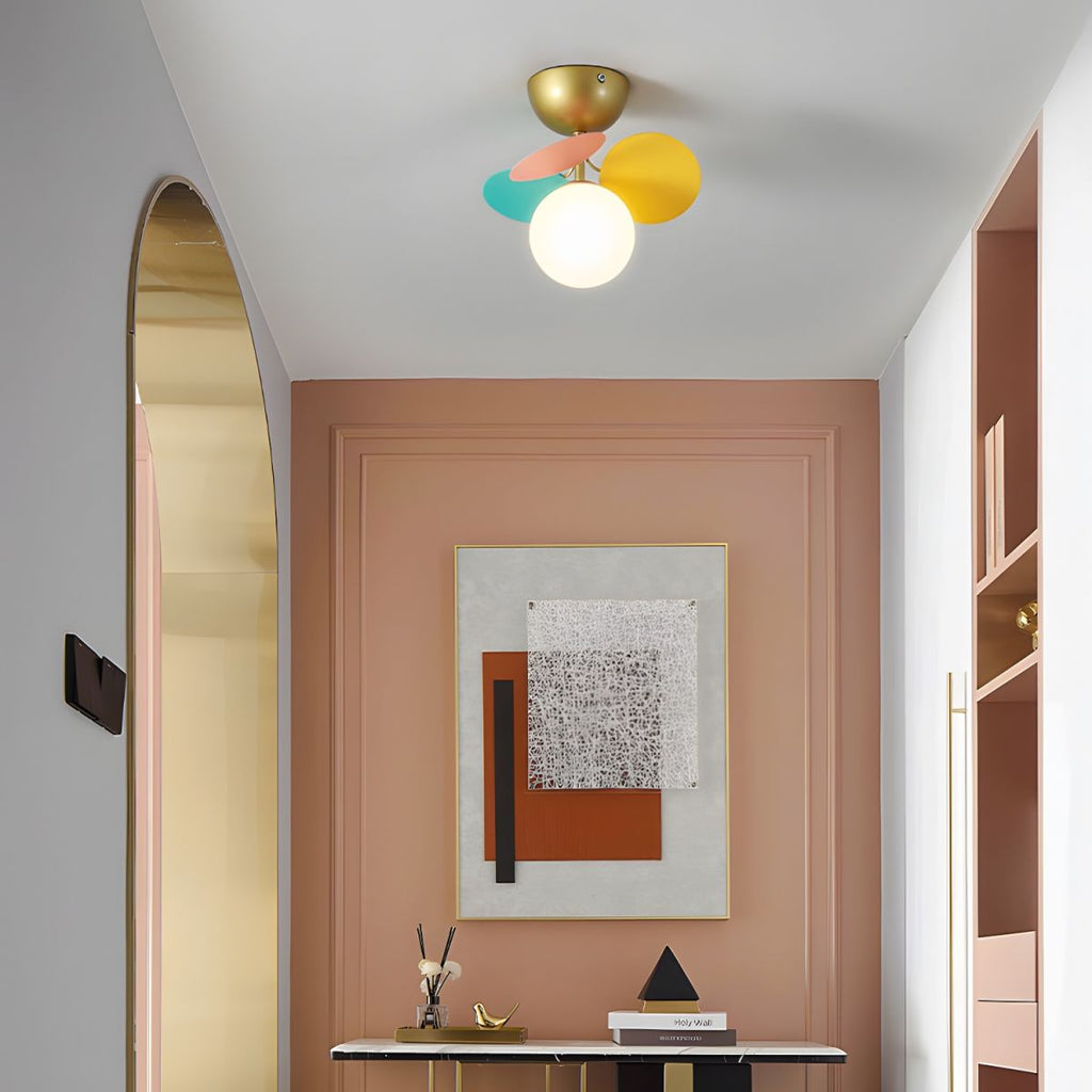 Lámpara de techo redonda con hojas acrílicas – Colores pastel macaron – 1, 4, 6 u 8 puntos de luz – Casquillo G9 – Diseño escandinavo para habitación