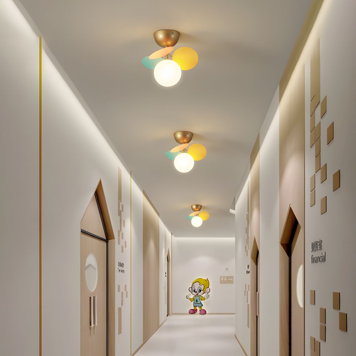Lámpara de techo redonda con hojas acrílicas – Colores pastel macaron – 1, 4, 6 u 8 puntos de luz – Casquillo G9 – Diseño escandinavo para habitación
